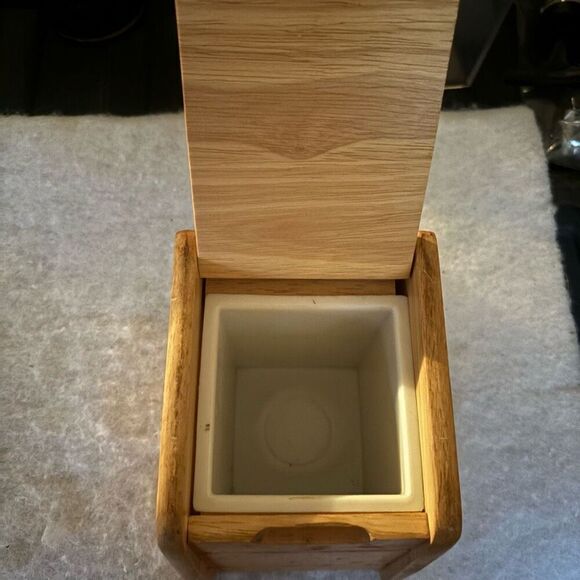 Vintage Wood Canister With Plastic Insert From Canister Set - Picture 3 of 9